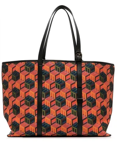 Mcm Cubic-monogram Jacquard Tote Bag In Multicolour