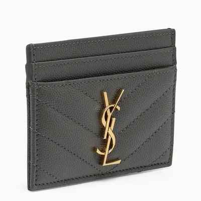 Saint Laurent Grey Monogram Credit Card Holder