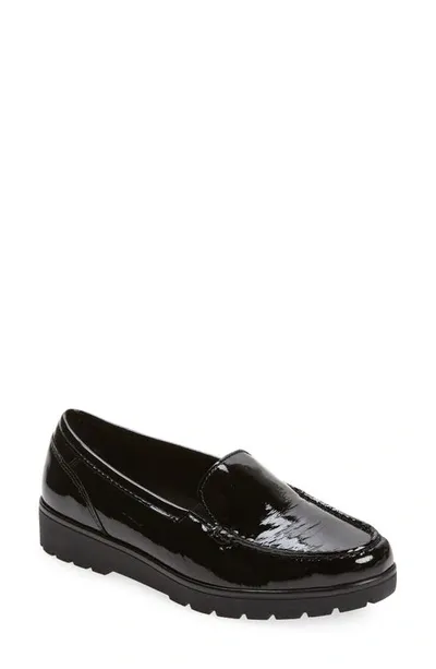 Ara Dewitt Platform Loafer In Black Murano-lack