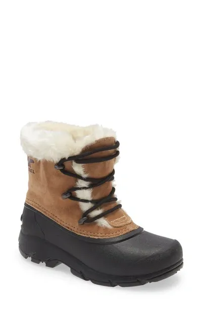 Sorel Snow Angel Faux Fur Detail Waterproof Boot In Rootbeer