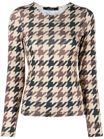 Rokh Houndstooth Print Top In Marrone