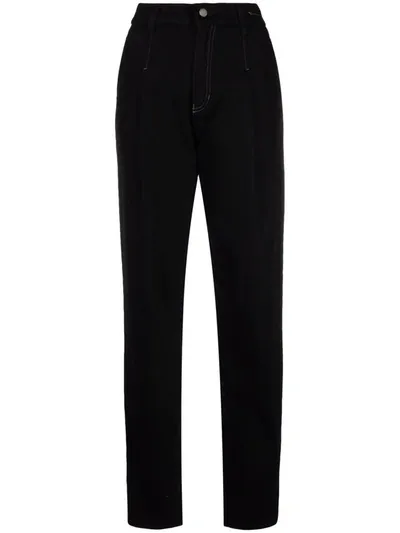 Emporio Armani Pleat-details Straight Trousers In Schwarz