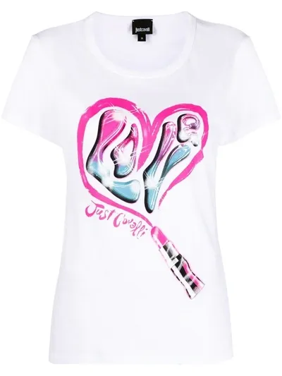 Just Cavalli Printed Cotton-jersey T-shirt In White