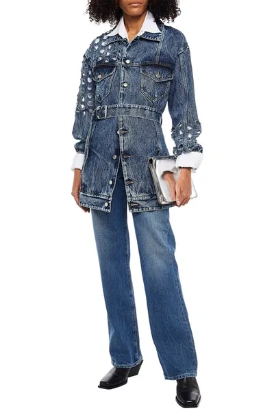 Maison Margiela Oversized Distressed Perforated Denim Jacket