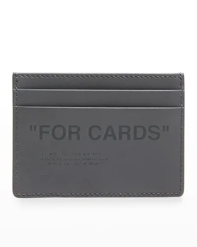 Off-white Men's Debossed Quote Card Case In Gray