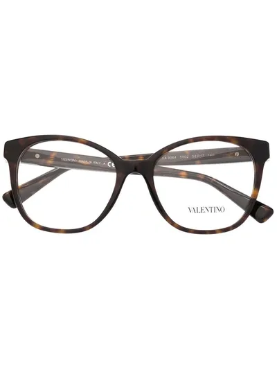 Valentino Garavani Tortoiseshell-effect Square-frame Glasses In Braun