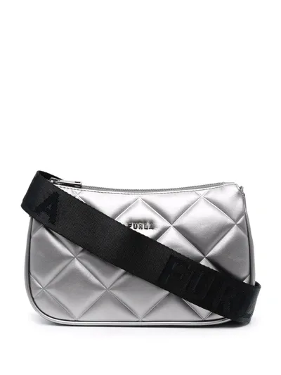 Furla Moon Quilted Crossbody Bag In Grau