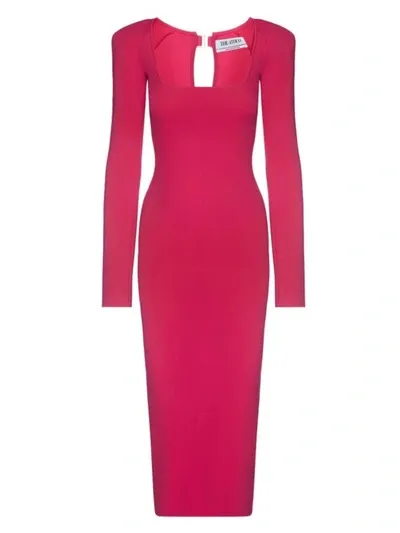 Attico Jules Square-neck Jersey Midi Dress In Pink