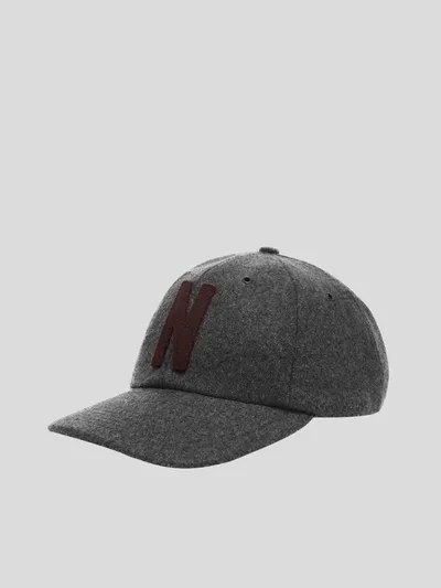 Norse Projects Wool Sports Cap In Charcoal