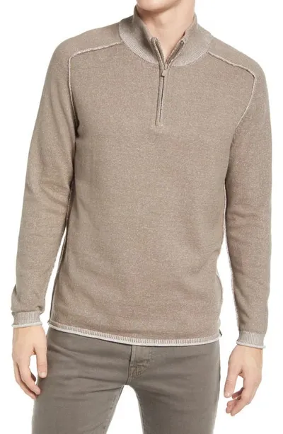 The Normal Brand Jimmy Cotton Quarter-zip Sweater In Brown