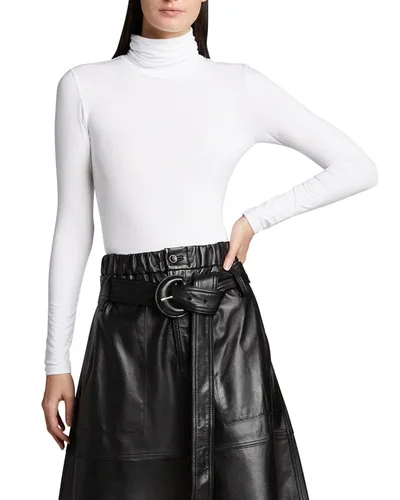 Majestic Turtleneck Viscose Jersey Sweater In Blanc