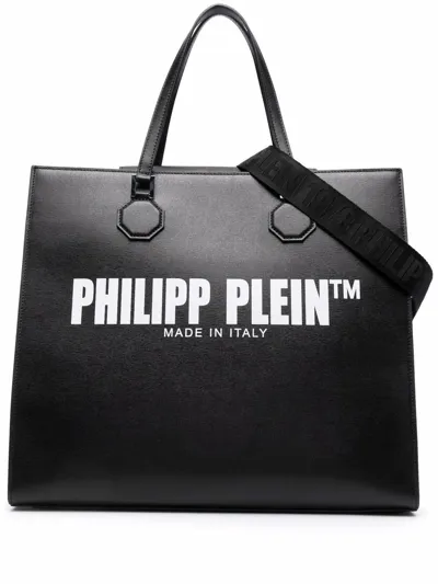 Philipp Plein Tm Leather Tote Bag In Black