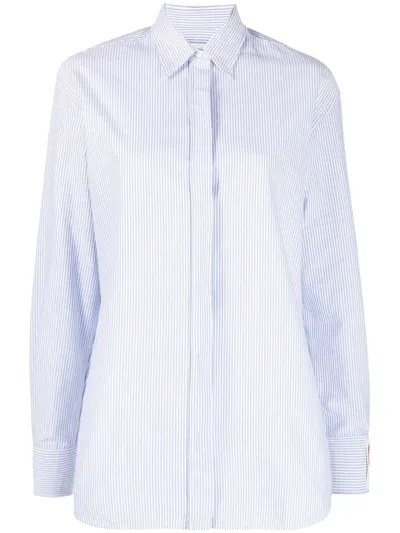 Golden Goose Oxford Striped Shirt In Blue