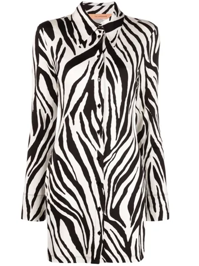 The Andamane Ginevra Zebra Print Shirt Mini Dress In White