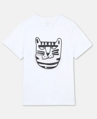 Stella Mccartney White Teen T-shirt With Black Press In Pure White