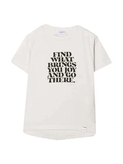 Paolo Pecora Kids' Slogan-print Cotton T-shirt In Gesso