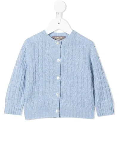 N•peal Babies' Cable-knit Cardigan In Blue