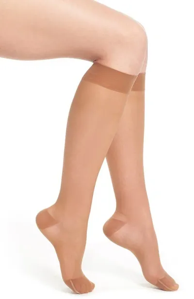 Item M6 Sheer Compression Knee High Socks In Toffee