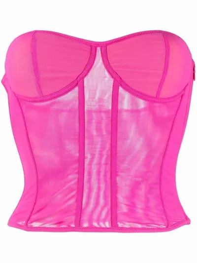 The Andamane Boned-bodice Strapless Top In Pink