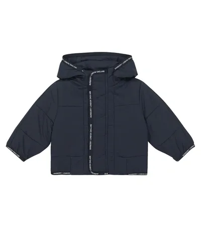 Burberry Kids Logo-trim Hooded Jacket In Blue