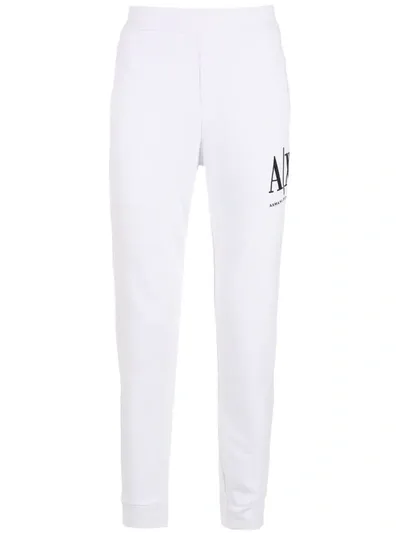 Armani Exchange Embroidered-logo Track Pants In White