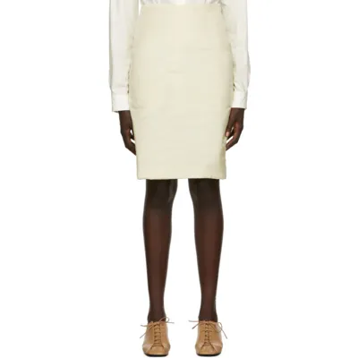 Lemaire Off-white Silk Wadded Skirt In 222 Almond Milk