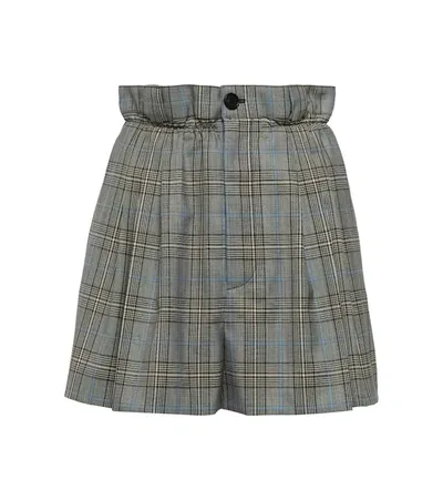 Miu Miu Virgin Wool Paperbag Shorts In Gray