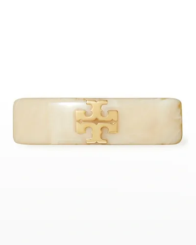 Tory Burch Kira Small Logo Acetate Barrette In Gold