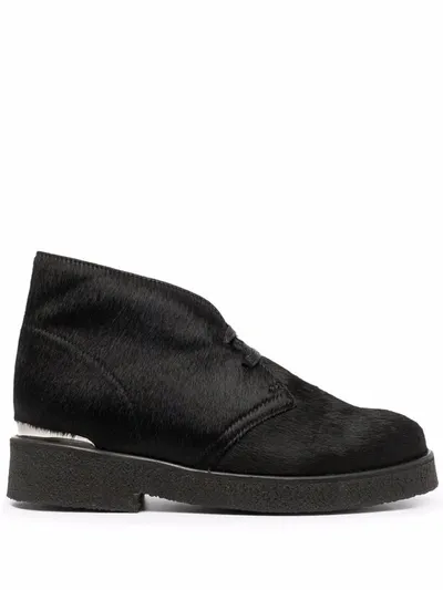 Clarks Originals Fur-effect Lace-up Desert Boots In Schwarz