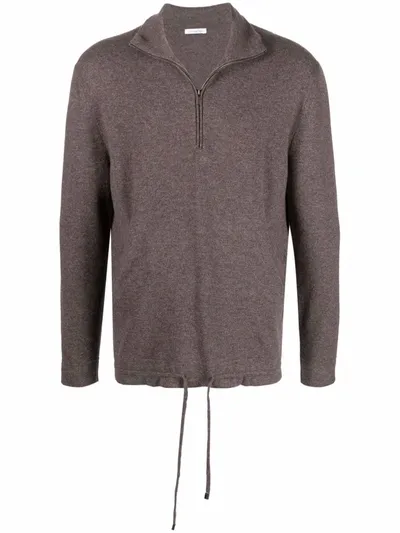 Malo Zip Placket Cashmere Pullover In Braun