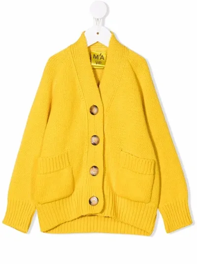 Marques' Almeida Kids' V-neck Cotton Cardigan In Yellow