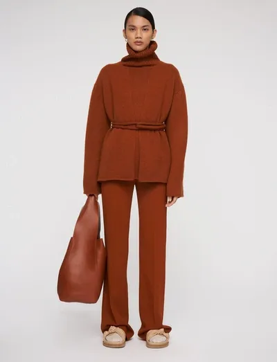 Joseph Luxe Belted Cashmere Cardigan In Copper