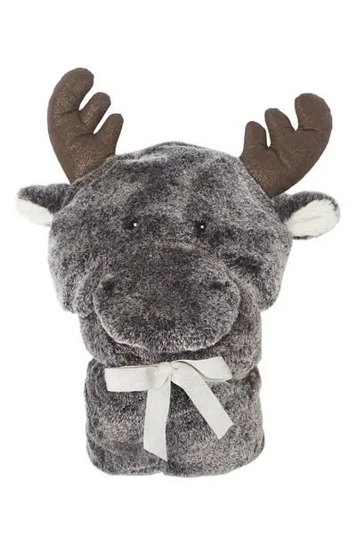 Mon Ami Marley Moose Hooded Blanket In Brown