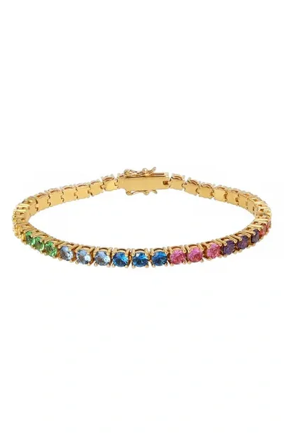 Kurt Geiger Rainbow Crystal Tennis Bracelet In Multi