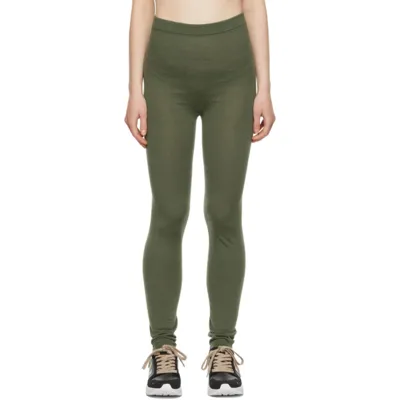 Rick Owens Green Soft Classic Stitch Knit Leggings In 15 Green