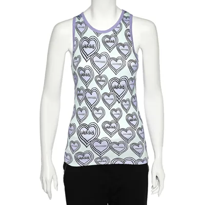 Pre-owned Versus Purple & Green Heart Printed Knit Tank Top S