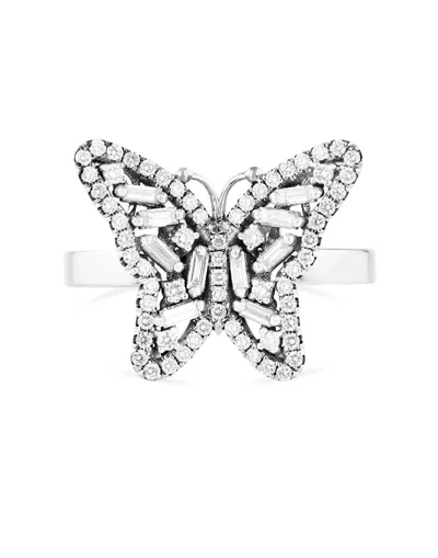 Suzanne Kalan 18k White Gold Fireworks Diamond Round Cut & Baguette Butterfly Ring