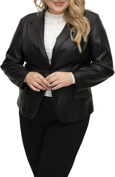 Maree Pour Toi Faux Leather Blazer In Black