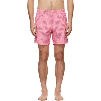 Alexander Mcqueen Skull-print Slip-on Swim Shorts In Navy-pink