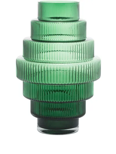 Pols Potten Steps Ribbed Vase In Green