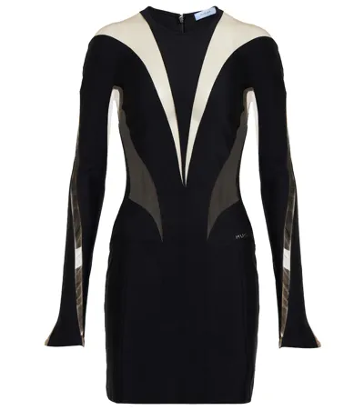 Mugler Paneled Minidress In Nero