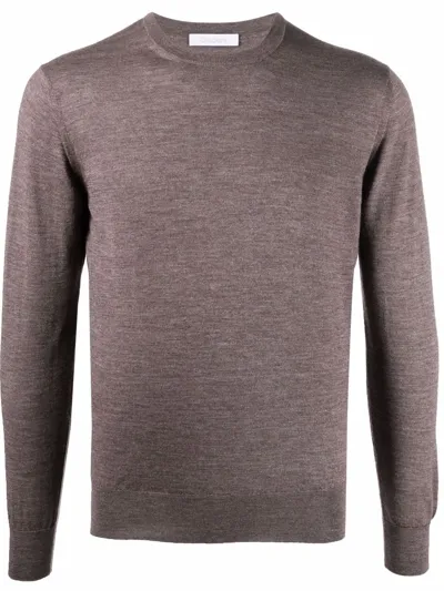 Cruciani Crew Neck Knit Jumper In Braun