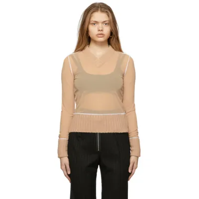 Mm6 Maison Margiela Tan Reversed Pullover Sweater In 119f Nude