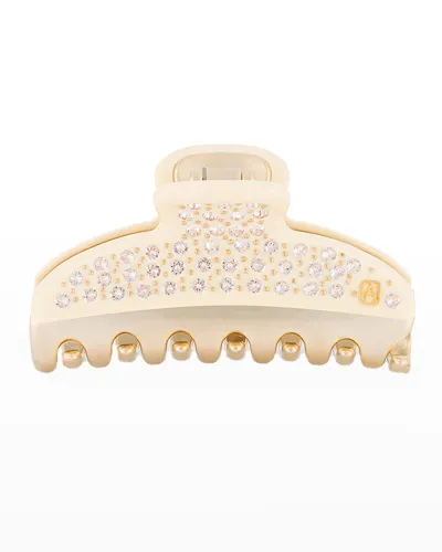 Alexandre De Paris Swarovski Crystal Studded Jaw Hair Clip In Ivory