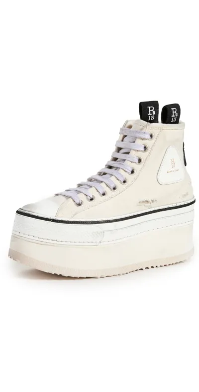 R13 Platform High Top Sneakers In Ecru