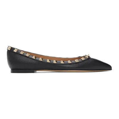 Valentino Garavani Black Rockstud Ballerina Flats