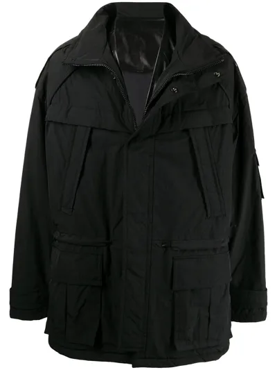 Juunj Hooded Parka Coat In Schwarz