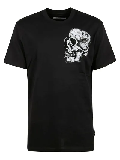 Philipp Plein Stones Skull-print Short-sleeve T-shirt In Black