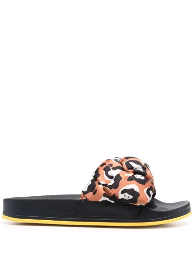 La Doublej Treccia Slide Sandals In Lady Leopard