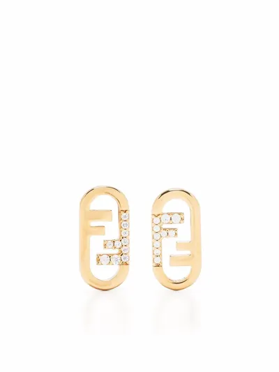 Fendi Crystal Stud Gold-tone Earrings